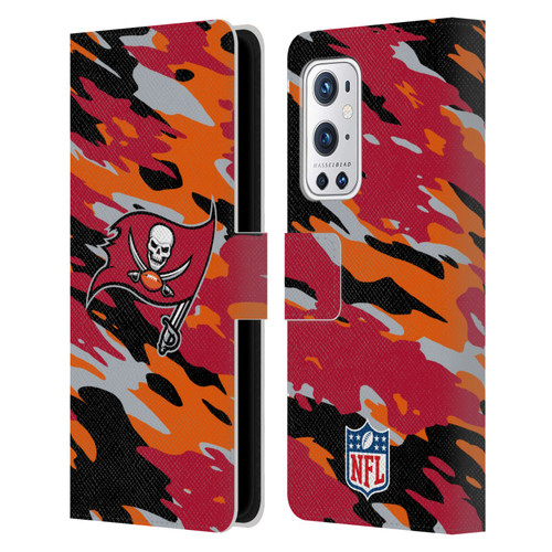 NFL Tampa Bay Buccaneers Logo Camou Leather Book Wallet Case Cover For OnePlus 9 Pro