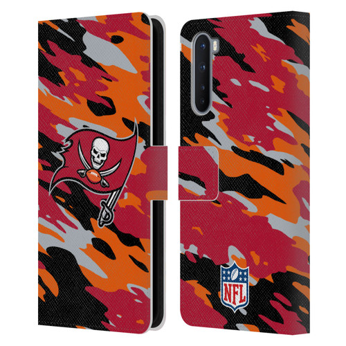 NFL Tampa Bay Buccaneers Logo Camou Leather Book Wallet Case Cover For OnePlus Nord 5G