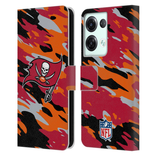 NFL Tampa Bay Buccaneers Logo Camou Leather Book Wallet Case Cover For OPPO Reno8 Pro