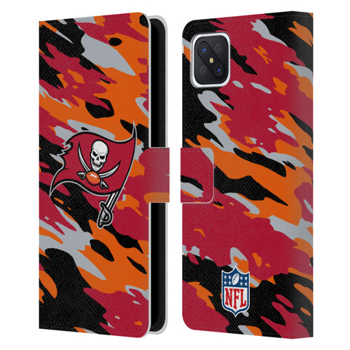 NFL Tampa Bay Buccaneers Logo Camou Leather Book Wallet Case Cover For OPPO Reno4 Z 5G