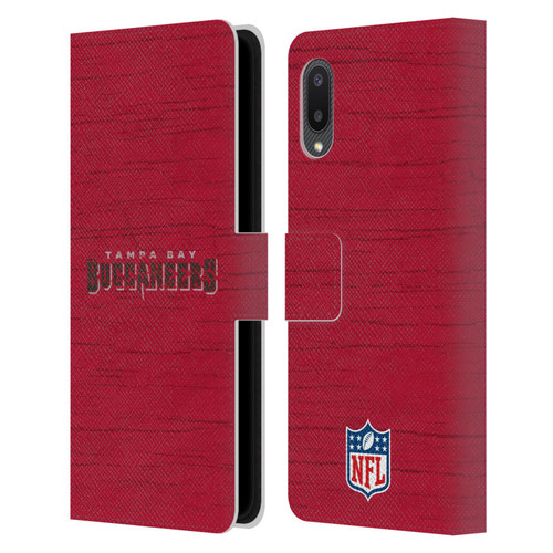 NFL Tampa Bay Buccaneers Logo Distressed Look Leather Book Wallet Case Cover For Samsung Galaxy A02/M02 (2021)
