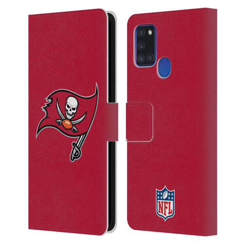 NFL Tampa Bay Buccaneers Logo Plain Leather Book Wallet Case Cover For Samsung Galaxy A21s (2020)