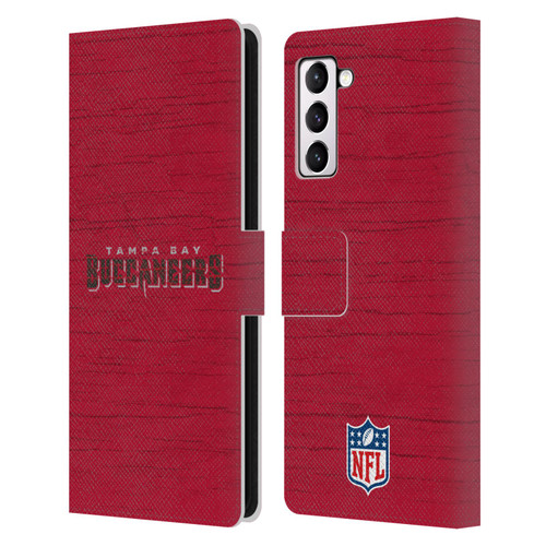 NFL Tampa Bay Buccaneers Logo Distressed Look Leather Book Wallet Case Cover For Samsung Galaxy S21+ 5G