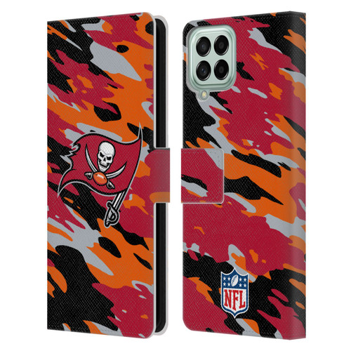 NFL Tampa Bay Buccaneers Logo Camou Leather Book Wallet Case Cover For Samsung Galaxy M53 (2022)