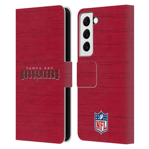 NFL Tampa Bay Buccaneers Logo Distressed Look Leather Book Wallet Case Cover For Samsung Galaxy S22 5G