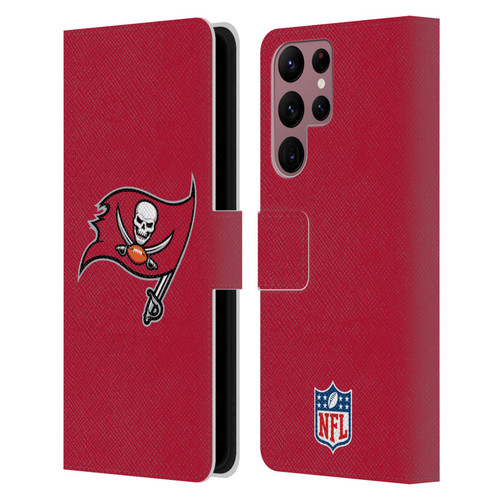 NFL Tampa Bay Buccaneers Logo Plain Leather Book Wallet Case Cover For Samsung Galaxy S22 Ultra 5G