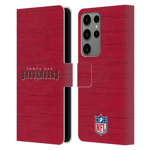 NFL Tampa Bay Buccaneers Logo Distressed Look Leather Book Wallet Case Cover For Samsung Galaxy S23 Ultra 5G