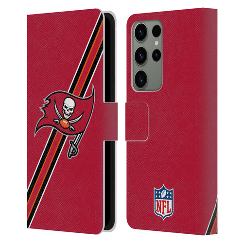 NFL Tampa Bay Buccaneers Logo Stripes Leather Book Wallet Case Cover For Samsung Galaxy S23 Ultra 5G