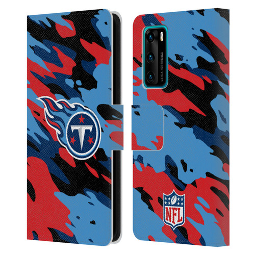 NFL Tennessee Titans Logo Camou Leather Book Wallet Case Cover For Huawei P40 5G