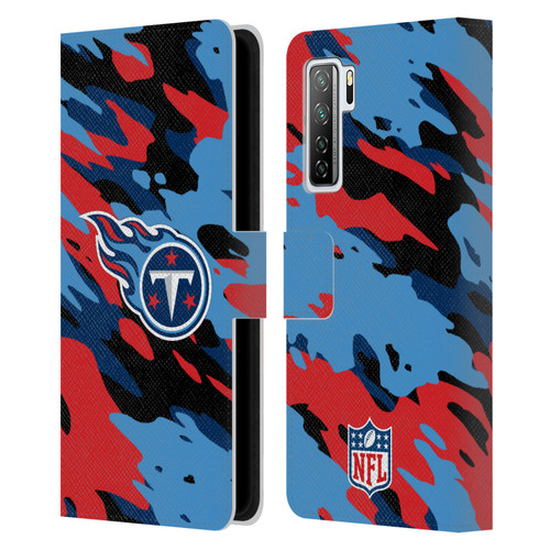 NFL Tennessee Titans Logo Camou Leather Book Wallet Case Cover For Huawei Nova 7 SE/P40 Lite 5G