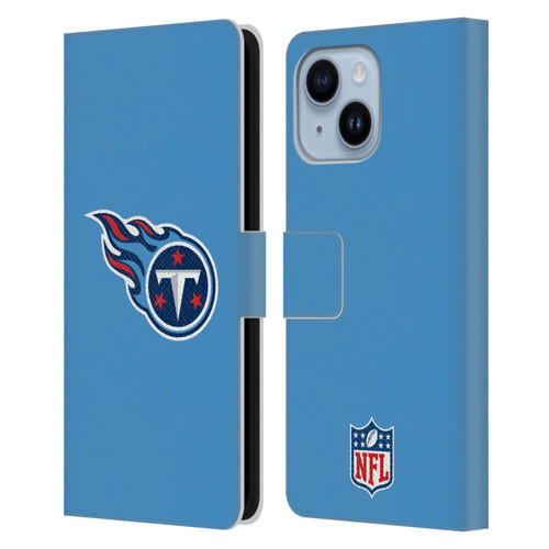 NFL Tennessee Titans Logo Plain Leather Book Wallet Case Cover For Apple iPhone 14 Plus