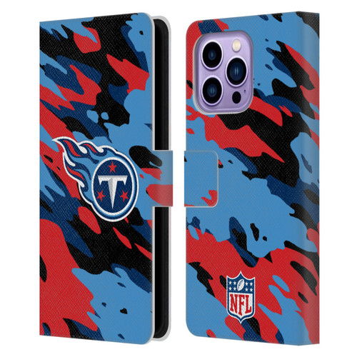NFL Tennessee Titans Logo Camou Leather Book Wallet Case Cover For Apple iPhone 14 Pro Max