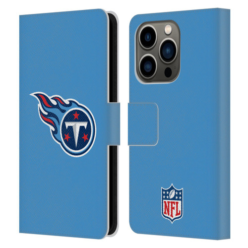 NFL Tennessee Titans Logo Plain Leather Book Wallet Case Cover For Apple iPhone 14 Pro