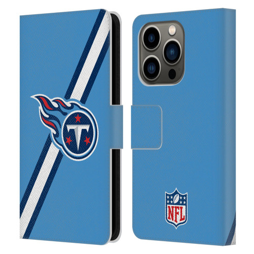 NFL Tennessee Titans Logo Stripes Leather Book Wallet Case Cover For Apple iPhone 14 Pro