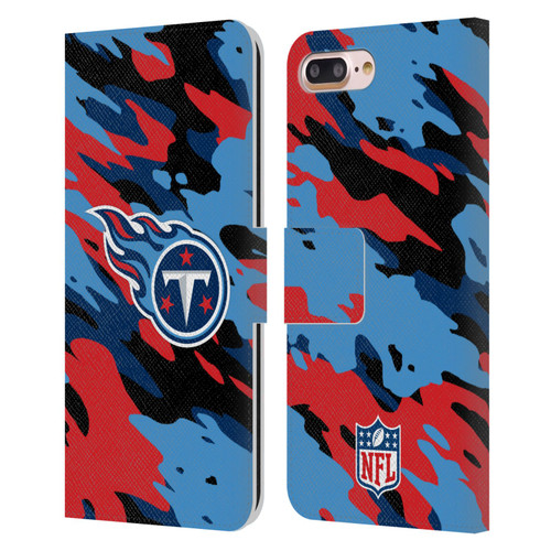 NFL Tennessee Titans Logo Camou Leather Book Wallet Case Cover For Apple iPhone 7 Plus / iPhone 8 Plus