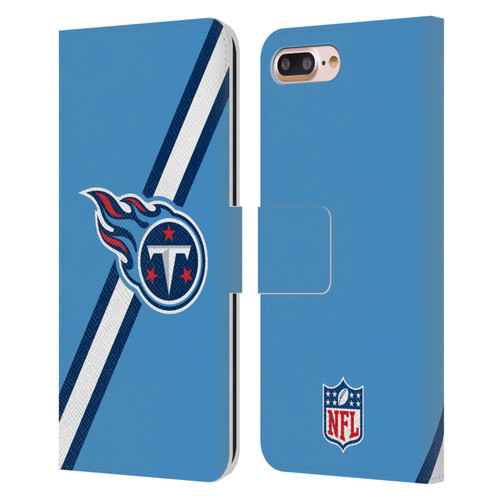 NFL Tennessee Titans Logo Stripes Leather Book Wallet Case Cover For Apple iPhone 7 Plus / iPhone 8 Plus