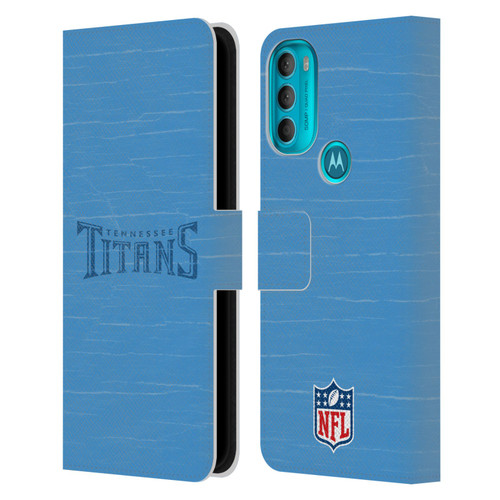 NFL Tennessee Titans Logo Distressed Look Leather Book Wallet Case Cover For Motorola Moto G71 5G