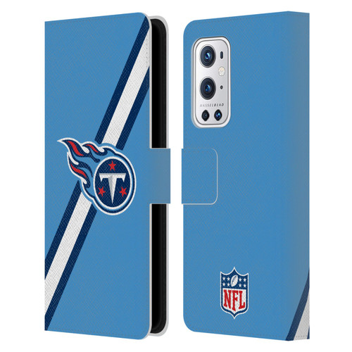 NFL Tennessee Titans Logo Stripes Leather Book Wallet Case Cover For OnePlus 9 Pro
