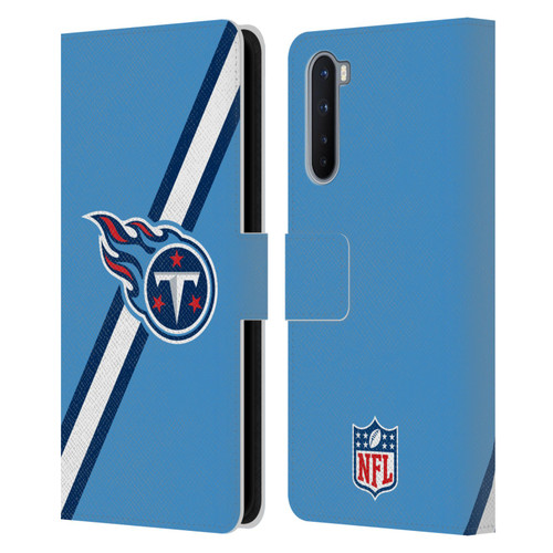 NFL Tennessee Titans Logo Stripes Leather Book Wallet Case Cover For OnePlus Nord 5G