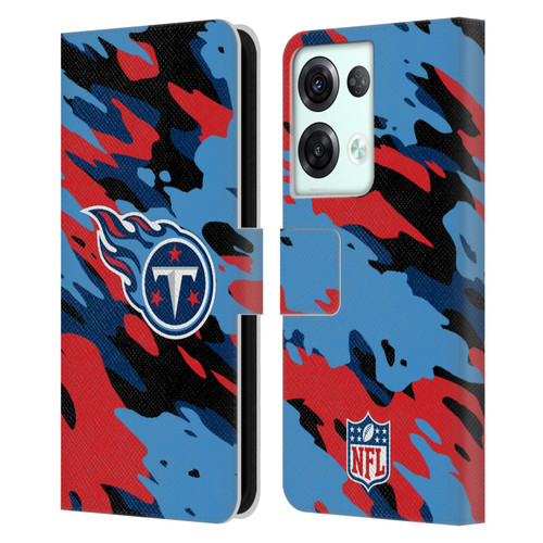 NFL Tennessee Titans Logo Camou Leather Book Wallet Case Cover For OPPO Reno8 Pro