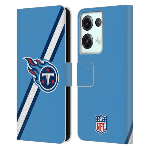 NFL Tennessee Titans Logo Stripes Leather Book Wallet Case Cover For OPPO Reno8 Pro