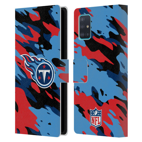 NFL Tennessee Titans Logo Camou Leather Book Wallet Case Cover For Samsung Galaxy A51 (2019)