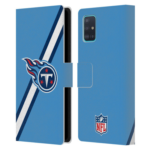 NFL Tennessee Titans Logo Stripes Leather Book Wallet Case Cover For Samsung Galaxy A51 (2019)