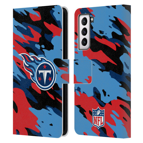 NFL Tennessee Titans Logo Camou Leather Book Wallet Case Cover For Samsung Galaxy S21 5G