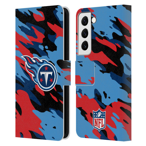 NFL Tennessee Titans Logo Camou Leather Book Wallet Case Cover For Samsung Galaxy S22 5G