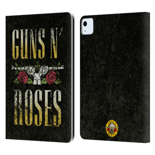 Guns N' Roses Key Art Text Logo Pistol Leather Book Wallet Case Cover For Apple iPad Air 2020 / 2022