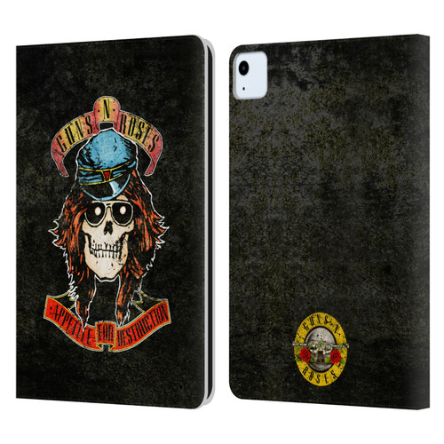 Guns N' Roses Vintage Rose Leather Book Wallet Case Cover For Apple iPad Air 11 2020/2022/2024