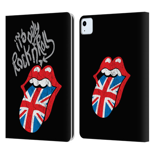 The Rolling Stones Albums Only Rock And Roll Distressed Leather Book Wallet Case Cover For Apple iPad Air 2020 / 2022