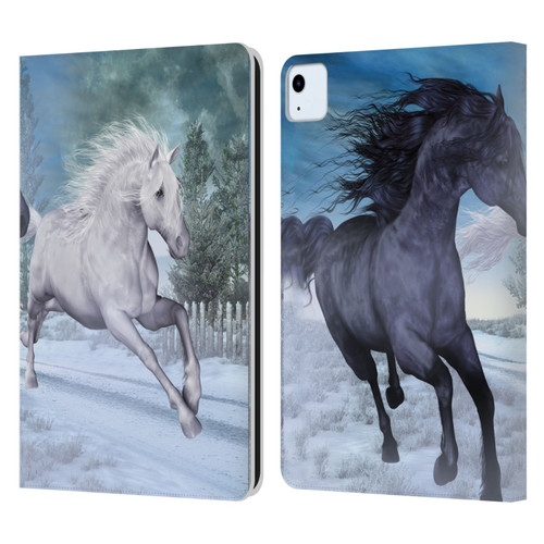 Simone Gatterwe Horses Freedom In The Snow Leather Book Wallet Case Cover For Apple iPad Air 2020 / 2022