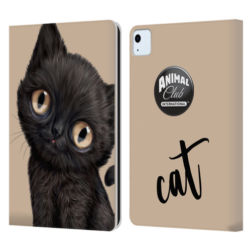 Animal Club International Faces Black Cat Leather Book Wallet Case Cover For Apple iPad Air 2020 / 2022