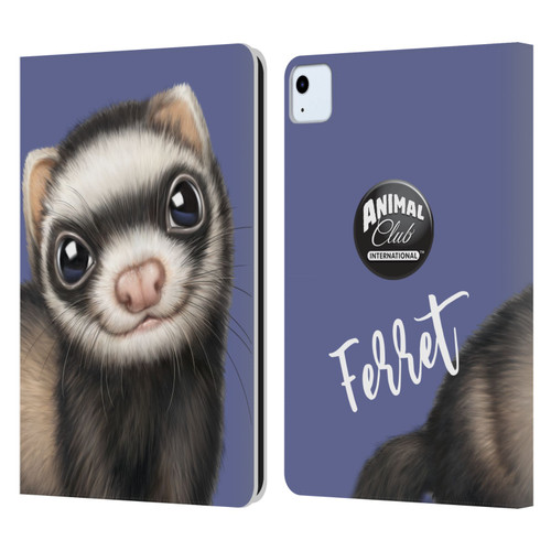 Animal Club International Faces Ferret Leather Book Wallet Case Cover For Apple iPad Air 2020 / 2022