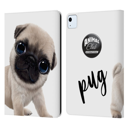 Animal Club International Faces Pug Leather Book Wallet Case Cover For Apple iPad Air 2020 / 2022