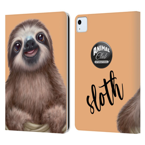 Animal Club International Faces Sloth Leather Book Wallet Case Cover For Apple iPad Air 2020 / 2022