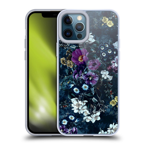 Riza Peker Night Floral Purple Flowers Soft Gel Case for Apple iPhone 12 Pro Max