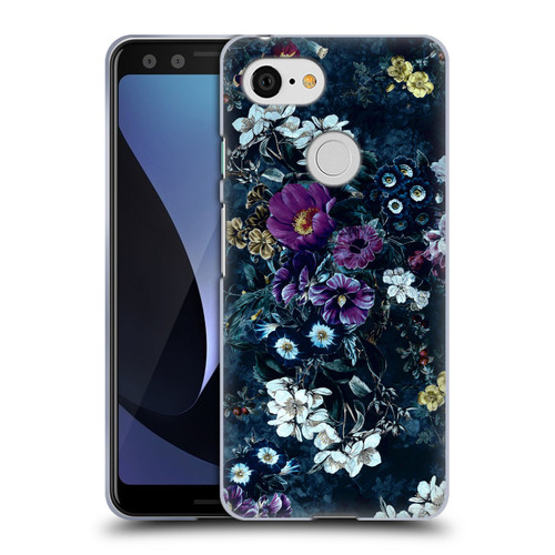 Riza Peker Night Floral Purple Flowers Soft Gel Case for Google Pixel 3