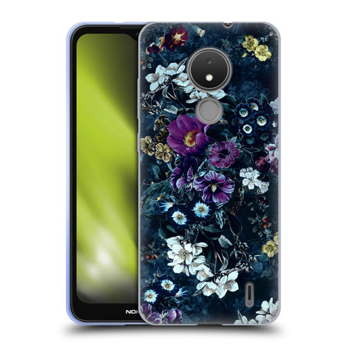 Riza Peker Night Floral Purple Flowers Soft Gel Case for Nokia C21
