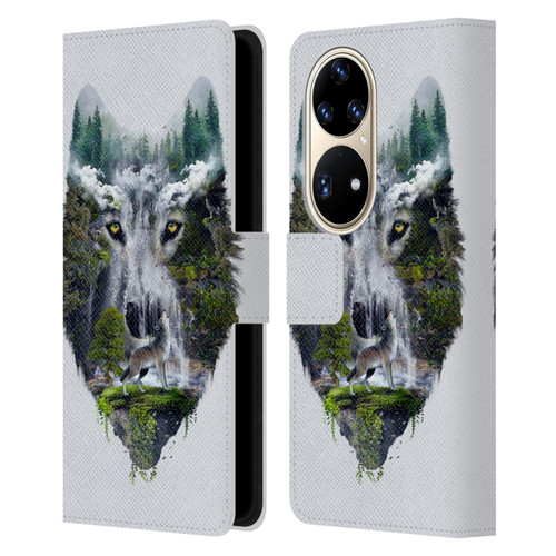 Riza Peker Animal Abstract Wolf Nature Leather Book Wallet Case Cover For Huawei P50 Pro
