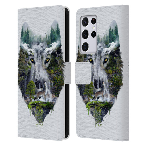 Riza Peker Animal Abstract Wolf Nature Leather Book Wallet Case Cover For Samsung Galaxy S21 Ultra 5G