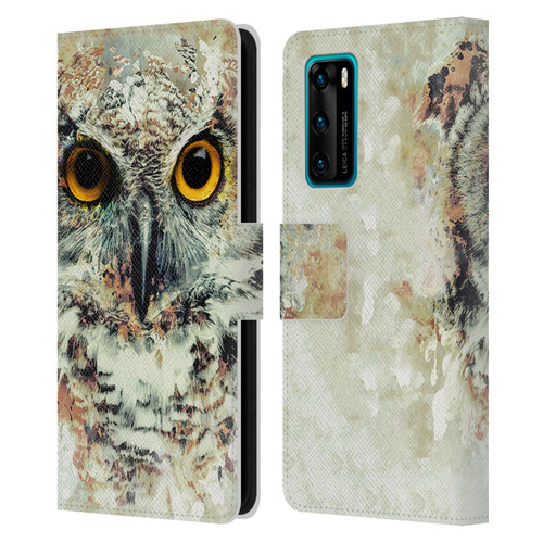 Riza Peker Animals Owl II Leather Book Wallet Case Cover For Huawei P40 5G