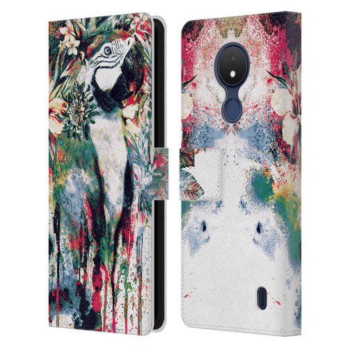 Riza Peker Animals Parrot Leather Book Wallet Case Cover For Nokia C21
