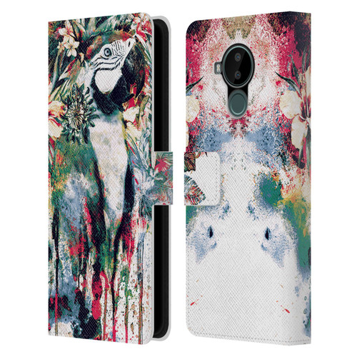 Riza Peker Animals Parrot Leather Book Wallet Case Cover For Nokia C30