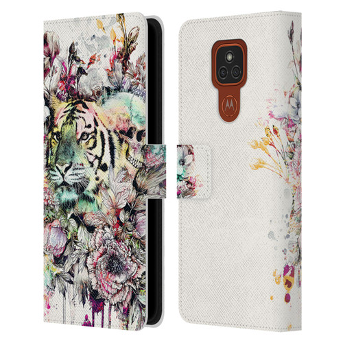 Riza Peker Animals Tiger Leather Book Wallet Case Cover For Motorola Moto E7 Plus