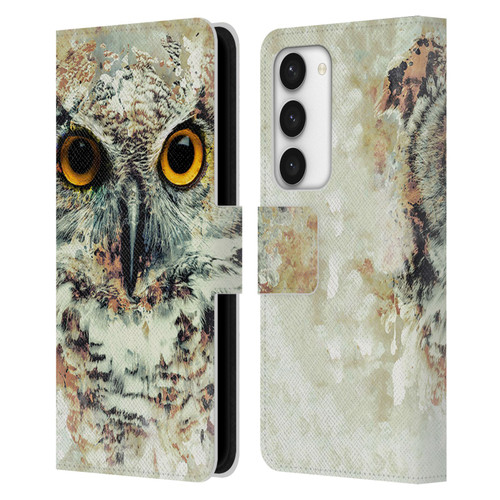 Riza Peker Animals Owl II Leather Book Wallet Case Cover For Samsung Galaxy S23 5G