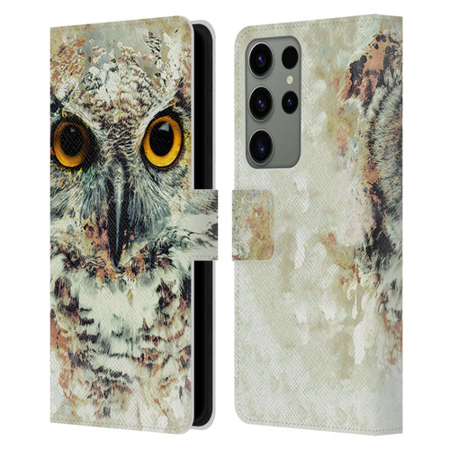 Riza Peker Animals Owl II Leather Book Wallet Case Cover For Samsung Galaxy S23 Ultra 5G