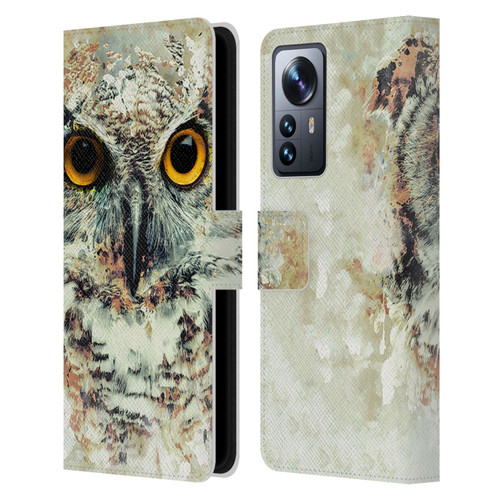 Riza Peker Animals Owl II Leather Book Wallet Case Cover For Xiaomi 12 Pro