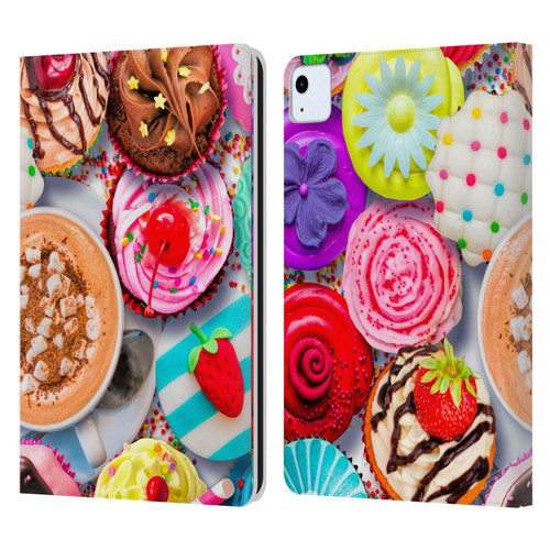 Aimee Stewart Colourful Sweets Cupcakes And Cocoa Leather Book Wallet Case Cover For Apple iPad Air 11 2020/2022/2024